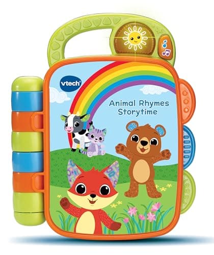 Image of VTech Baby Animal Rhymes Storytime, Interactive Baby Book with 6 Wipe Clean Pages, Light-up Button, Songs & Melodies, Gift for Babies 9, 12, 18 months +, English Version