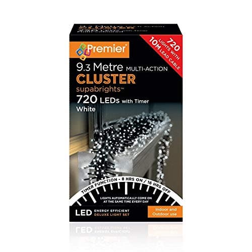 Image of Premier Decorations - 720 Multi Action Cluster LED Lights with Timer - White