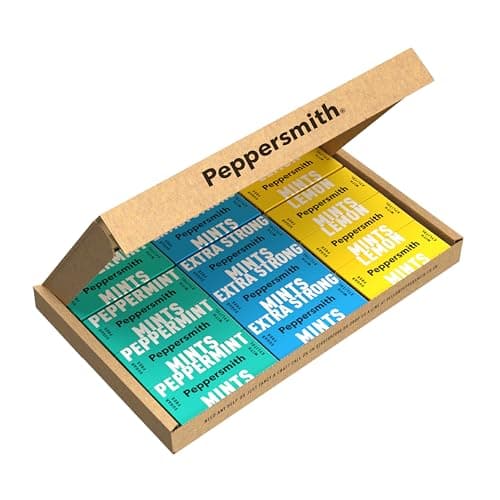 Image of Peppersmith - Mixed Mints Pack - Extra Strong, Peppermint & Lemon Mints - Sugar Free - 100% Plant Based Xylitol - Natural Sweetener - Freshens Breath - Benefits Oral Health - Pocket Packs - 12x15g