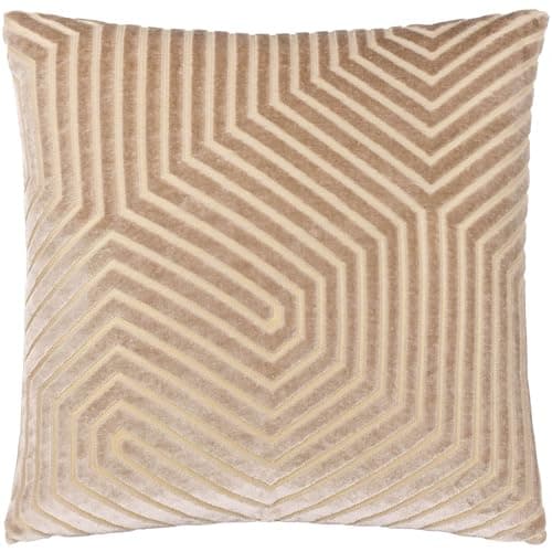 Image of Paoletti Evoke Velvet Polyester Filled Cushion – Luxurious Chevron Pattern Decorative Square Pillow With Filling (Mink - 45x45cm)