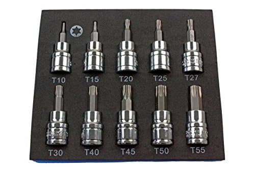 Image of US PRO 10pc 3/8dr Torx/Star Bit Socket Set 48mm (L) T10 to T55 2066