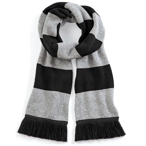 Image of Beechfield Stadium Scarf - Stylish Accessory for Keeping Warm - Black/Heather Grey