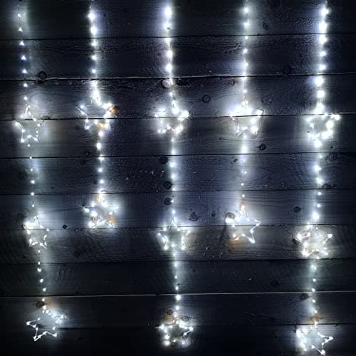 Image of Premier 312 LED 1.3m x 1.2m Static Star LED Curtain Christmas Lights Decoration in White