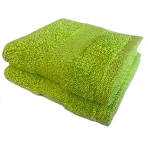 Image of Sue Rossi Face Cloths Pack of 2 or 6, Turkish Combed Cotton, 30cm x 30cm Wash Cloth Fingertip Flannel, Soft & Absorbent, 600gsm Thick Bathroom Towels Set (Lime Green, 2)