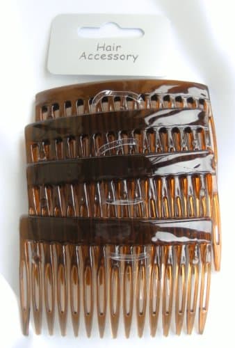 Image of 4 x Brown/Tort Plastic Hair Comb Slide Bridal Accessory