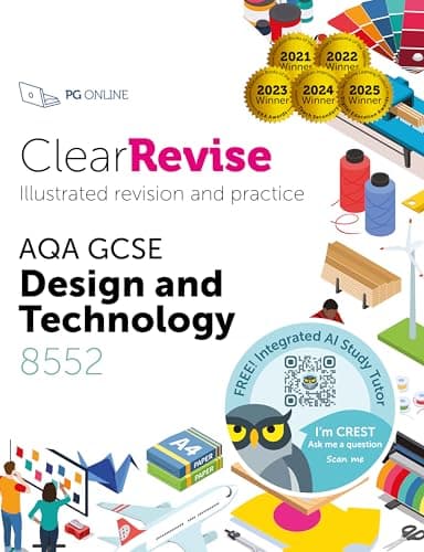 Image of GCSE AQA Design and Technology: Illustrated Revision and Practice with CREST: Free Integrated AI Exam Tutor (ClearRevise AQA GCSE D&T 8552) (ClearRevise AQA GCSE Design and Technology 8552)