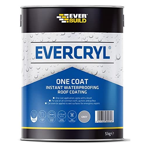 Image of Everbuild Evercryl One Coat Instant Waterproofing – Suitable for Roofs, Gutters and Gulleys – Grey – 5kg