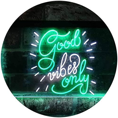 Image of Good Vibes Only Man Cave Bar Room Décor Dual Color LED Neon Sign White & Green 300 x 210mm st6s32-i3212-wg