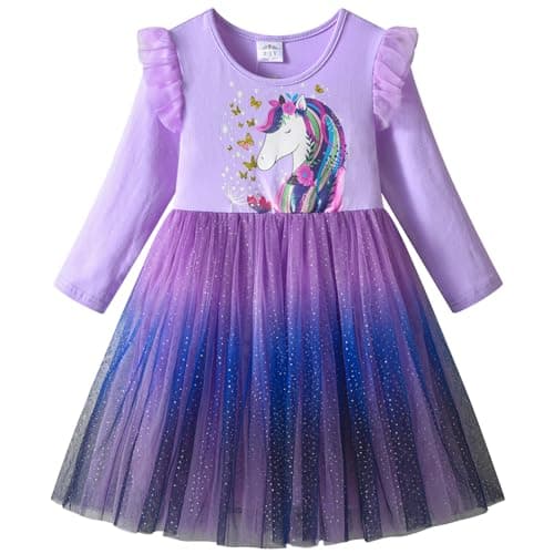 Image of VIKITA Kid Girls Dresses Princess Animal Cartoon Tulle Party Casual Outfits Clothing LH4825 3-4 Years