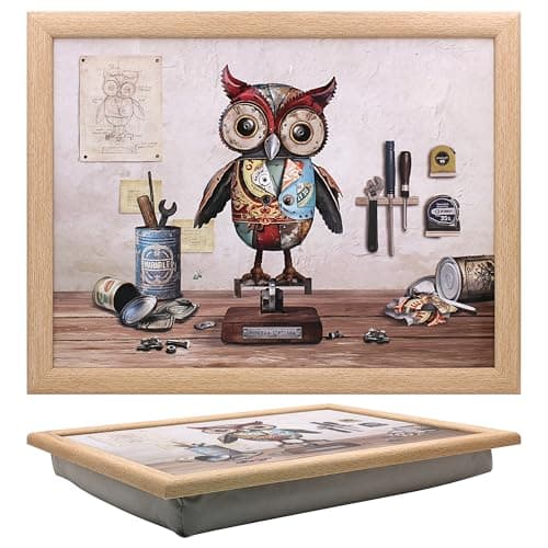Image of Lesser & Pavey Bug Art Scrap Owl Laptray With Bean Bag for Serving Dishes | Lovely Lap Trays for Eating on Lap for Dinner or Breatfast | Newly Designed Food Trays for Lap