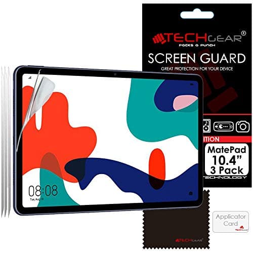 Image of TECHGEAR [Pack of 3 Screen Protectors for Huawei MatePad 10.4 - Ultra Clear Screen Protector Guard Cover + Screen Cleaning Cloth & Applicator Card