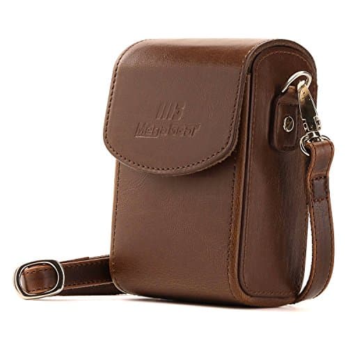 Image of MegaGear Panasonic Lumix DC-ZS70, DC-TZ90, DMC-LX10, DMC-ZS60, DMC-TZ80, DMC-ZS100, TZ100, TZ101 Leather Camera Case with Strap - Dark Brown - MG701