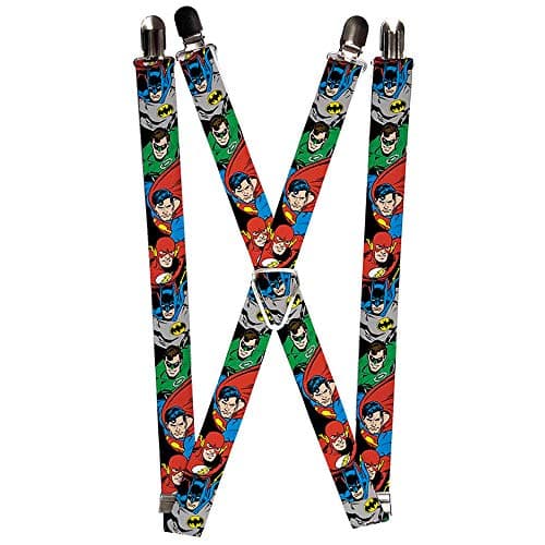 Image of Buckle-Down Men's Suspenders - Justice League Superheroes Close-up New Suspenders, Multi-colored, One Size UK