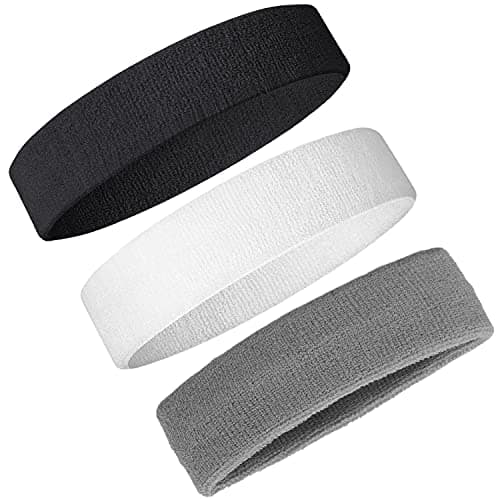Image of Ailiver Headbands Sweatband Set 3 Pieces Men Women Sweat Bands Absorbent for Gym Sports Tennis Running Exercise Basketball Headbands Sweatband Moisture Wicking (3 Pieces)