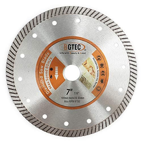 Image of BGTEC Diamond Tile Blade 180mm Super Thin Turbo Rim Concrete Porcelain Saw Blade with 22.23mm Arbor for Cutting Porcelain Tile Ceramic Granite Marble Hard Material Cutting Disc