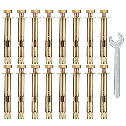 Image of 18 Pcs Expansion Screw Bolts, M6 x 8 x 60 mm Hex Bolt Sleeve Anchor Bolts, Heavy Duty Concrete Masonry Brick Wall Fixings Plugs Bolts Screws