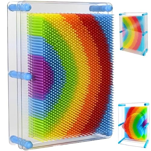 Image of Novastream 1 PCS Rainbow Pin Art Board, 3D Needle Impression Sculpture Toy, Sensory Pin Art for Home Decoration and Stress Relief, Creative Desktop Gift for Adults (Rainbow Half Circle Style)