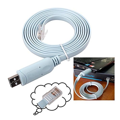 Image of Wfortune Usb to Console Cable,Cisco Usb Console Cable,Usb to Rj45 Console,Cisco Console Cable Usb Rollover For Windows/Vista/MAC/Linux (1.8m/6 Ft,Blue)