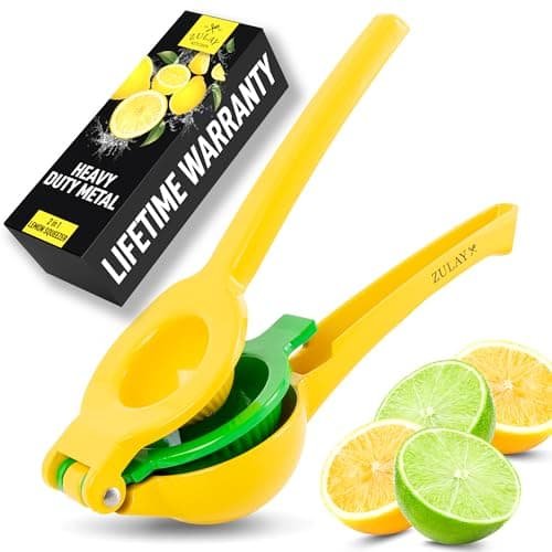 Image of Zulay Kitchen Metal 2-In-1 Lemon Lime Squeezer - Hand Juicer Lemon Squeezer Gets Every Last Drop - Max Extraction Manual Citrus Juicer - Easy-to-Use Lemon Juicer Squeezer Lemon Squeezer Manual