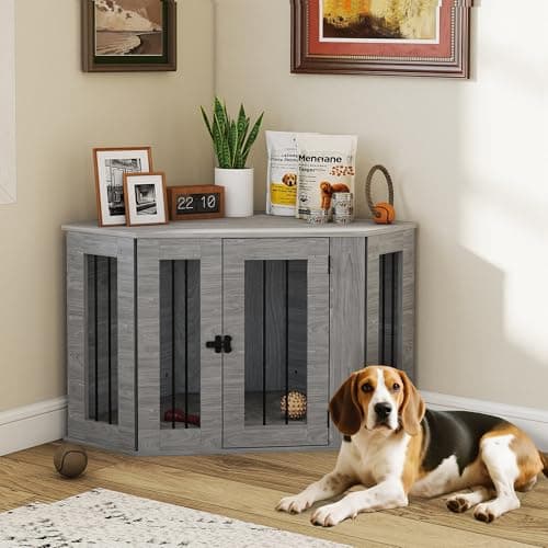 Image of PawHut Dog Crate Furniture for Medium Dogs w/Cushion, Large Door - Grey