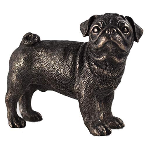Image of Fiesta Studios Pug Standing Cold Cast Bronze Sculpture Dog Home Decor or Gift Idea H8cm