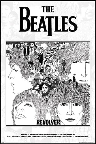 Image of Grindstore The Beatles Revolver Album Cover Maxi Poster - Black Wooden Framed - Framed Poster Print, Wall Decor/Art, Home Gift Idea, For Living Room, Bedroom, Home or Office Display