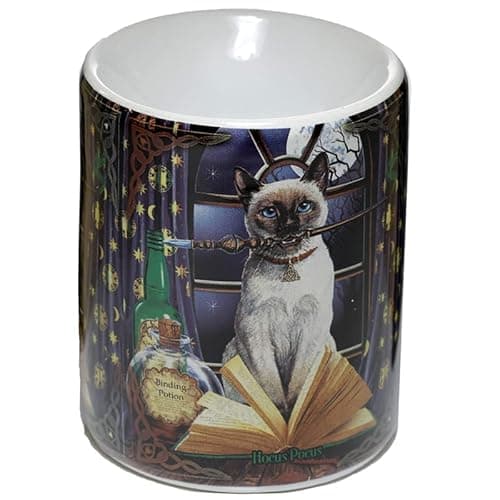 Image of Puckator Lisa Parker Ceramic Hocus Pocus Cat Oil Burner - Zen Meditation Gifts - Incense Holders For Cones - Spiritual Gifts - Incense Burner - Gifts For Men And Women - Ashcatcher