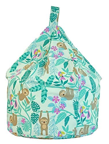 Image of Cotton Green Sloth Child Size Bean Bag With Beans