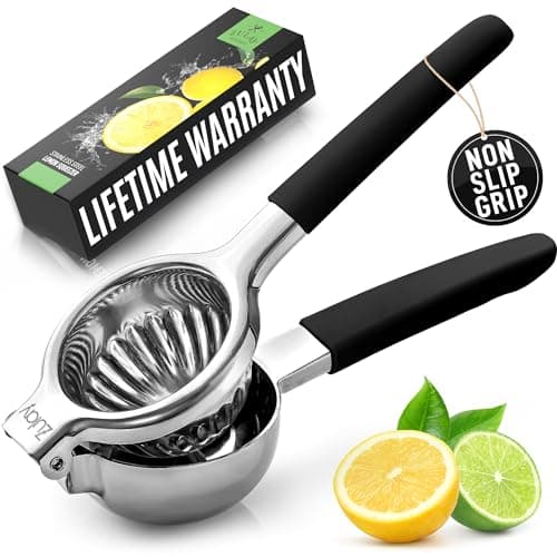 Image of Zulay Kitchen Lemon Squeezers Stainless Steel with Premium Quality Heavy Duty Solid Metal Squeezer Bowl - Large Manual Citrus Press Juicer and Lime Squeezer - Black