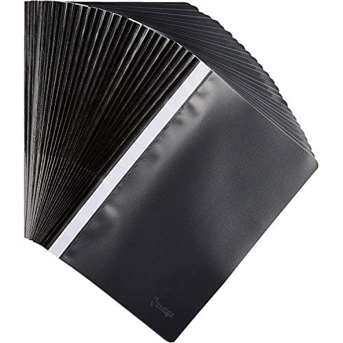 Image of Indigo® A4 Project Folders – Black Report Files with Clear Front Cover & 2-Prong Fastener, 30-Sheet Capacity (Pack of 25)