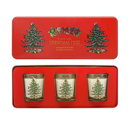 Image of Wax Lyrical Spode Christmas Tree Candle Gift Set, 3 Fragranced Glass Votive CHR8001