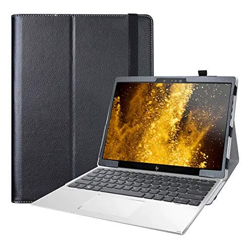 Image of LiuShan Compatible PU Leather Slim Folding Stand Cover for HP Elite x2 G4 Tablet (Not Fit 13.3" HP Notebook), Black