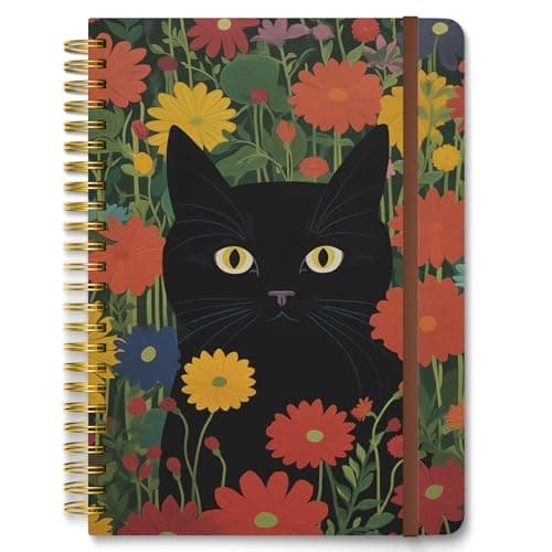 Image of Hnogri Spiral Journal Notebook, Hardcover Lined Journal for Women, Medium 6 x 8.4 in, 160 Pages Thick Paper, Cute A5 College Ruled Notebooks for Journaling Writing Work Office School, Cute Cat