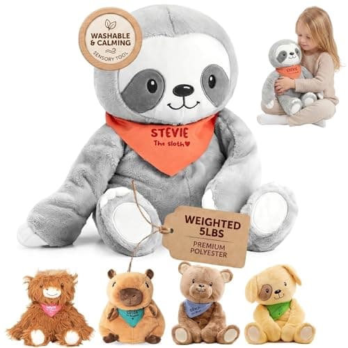 Image of Lilly's Love Stevie The Sloth 5lb Premium Weighted Stuffed Animal | Sensory Companion for Kids and Adults | Machine Washable w/Removable Inner | Great Gift