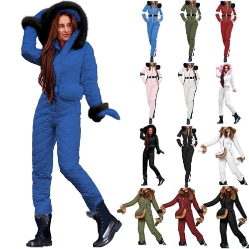 Image of Deals Of The Day Sale Snowsuit Women's One-Piece Ski Suit Snowboard Ski Suit One Piece Ski Suits For Girls Ski Overall Winter Warm Snow Suit Skiing Sets Sports Pants Down Jacket Long Jumpsuits