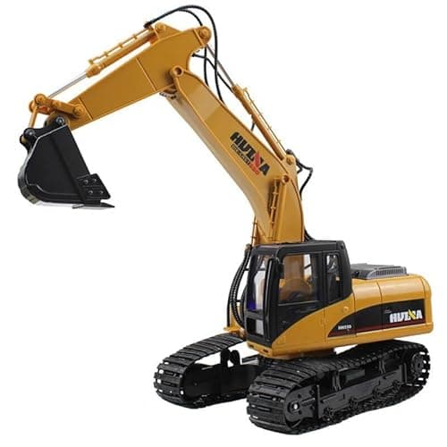 Image of Huina CY1535 2.4G 15ch RC Excavator with Die Cast Bucket Constuction Vehicle, Yellow