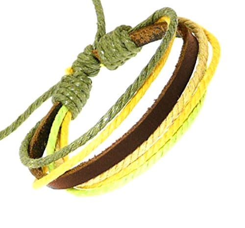 Image of benerini Dark Brown Leather Strap & Coloured Cords Leather Bracelet/Leather Wristband/Surf Bracelet