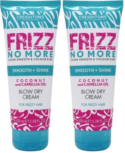 Image of Creightons Frizz No More Smooth & Shine Blow Dry Cream (100ml) - Conditioning Formula which Reduces Frizz Leaving Hair Silky Soft & Smooth & Adds Glossy Shine. Colour Kind Formula, Clear White