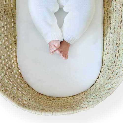 Image of Clair de Lune Moses Basket Fibre Mattress, Hypo-Allergenic Baby Bassinet Mattresses (Palm Basket 74 x 28 cm)