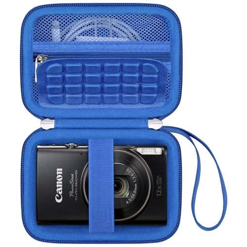 Image of Canboc Carrying Case for Canon IXUS 185/285/ Sony DSC-W830/DSC-W800/VAHOIALD/Taichaeu/EJXHKNF Digital Camera, Mesh Pocket fit Cable, Batteries, Blue (Case Only)