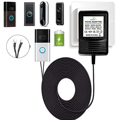 Image of 18V500MA Doorbell Transformer,Video Doorbell Power Adapter for Ring,Nest,Eufy,Arlo,Wyze Video Doorbell Device(8M Extension Cable Black)