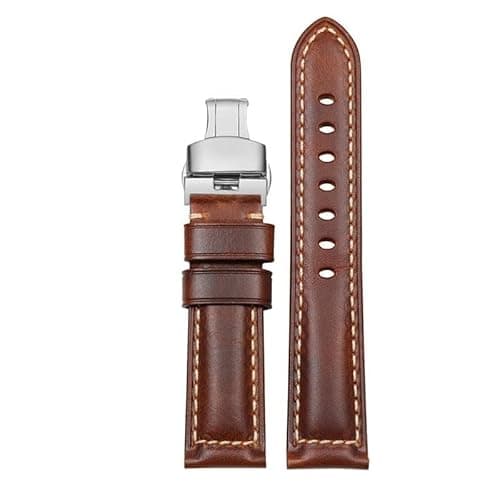 Image of LAMGUL Leather watch strap for Hamilton Jazzmaster Khaki Aviation cowhide watchband with butterfly buckle men's watch chain