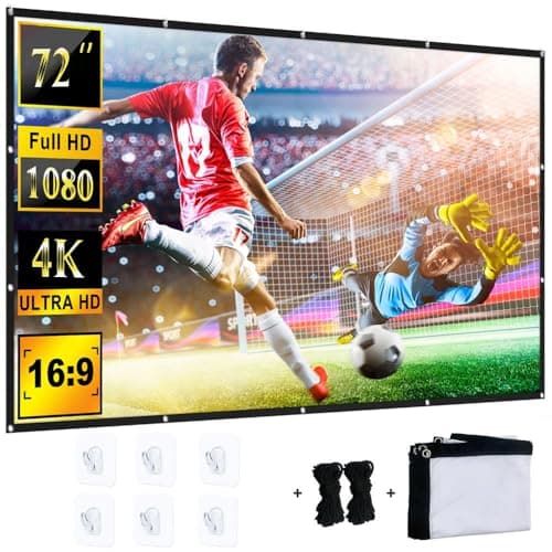 Image of YiYunTE Projector Screen 72 Inch, Portable Foldable Projector Screen for Indoor Outdoor, 16:9 HD 4K Projection Screen for School Home Movies Theatre Cinema Office Party