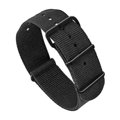 Image of Vintage Time Watches | NATO Style Black Watch Strap Band Military Army Black Plated Steel Buckle Nylon Bracelet | 18mm 20mm 22mm 24mm (20mm)