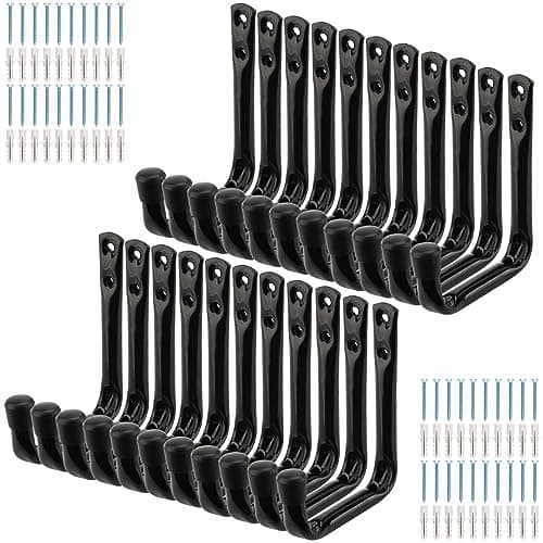 Image of pipabiba 20Pcs Garage Storage Hooks, Heavy Duty J Utility Hook, Wall Mounted Hangers, Garden Tools Storage Organiser (11.5cm x 10cm)