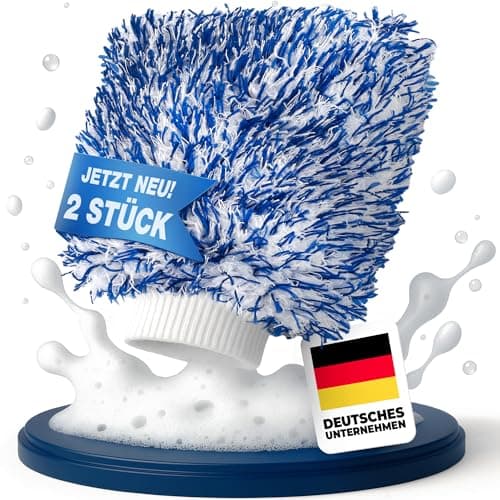 Image of NTG Microfibre Car Wash Mitt 25 x 18 cm - Ultra Soft & Extremely Absorbent - 2-Sided Car Cleaning Glove for Paint, Glass & Rims with Secure Fit Removes Insects (2-Piece Set)