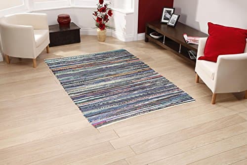 Image of EHC 100% Recycled Handmade Multi Coloured Chindi Floor Rug 120 x 170cm (Made from Recycled Cotton)