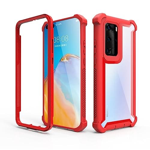 Image of Asuwish Phone Case for Huawei P40 Pro Cover Rugged Shockproof Hard Drop Proof Full Body Protective Heavy Duty Hybrid Mobile Dual Layer Cell Accessories Hawaii P40Pro 5G P 40 40pro Women Men Red