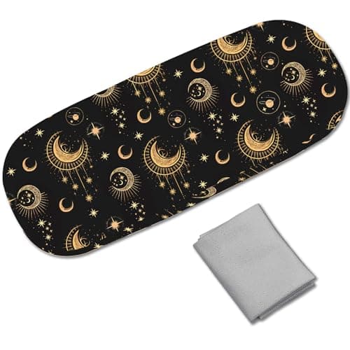 Image of CREATCABIN Moon Star Glasses Case Hard Shell Leather Sunglasses Case Portable Eyeglasses Cover Clamshell Protective Cases Holder Pouch with Cleaning Cloth Travel for Women Men Gift 6.4x2.5x1.5 Inch