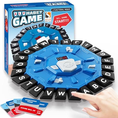 Image of Word Game Family Board Games for Kids & Adults with 2 Modes,220 Topic Categories 24 Letters Pressing Game,Fun Fast-Paced Puzzle Games with English Pronunciation for Boys Girls Age 3+,2-8 Players,Blue